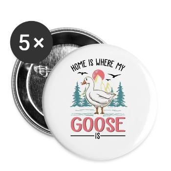 Home is where my geese are goose - Buttons large 2.2''/56 mm (5-pack) - white - Front