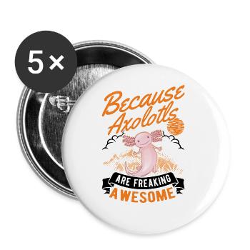 Axolotl Gift Cocked Amphibian - Buttons large 2.2''/56 mm (5-pack) - white - Front
