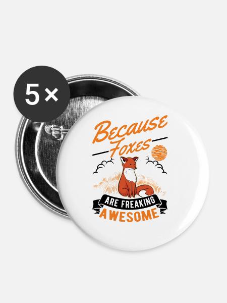 Fuchs Geschenk Rotfuchs - Buttons groß 56 mm (5er Pack) - Weiß