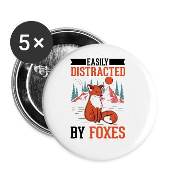 Fuchs Geschenk Rotfuchs - Buttons groß 56 mm (5er Pack) - Weiß - Vorne