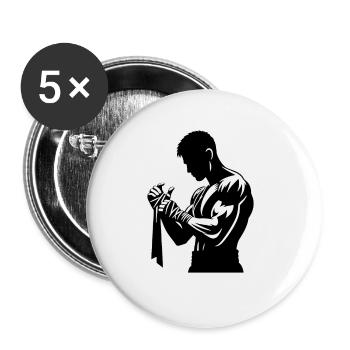 Boxen Boxer Boxen Geschenk - Buttons groß 56 mm (5er Pack) - Weiß - Vorne