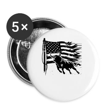 Rodeo Bull Riding Livestock Show Farmer Cattle - Buttons large 2.2''/56 mm (5-pack) - white - Front