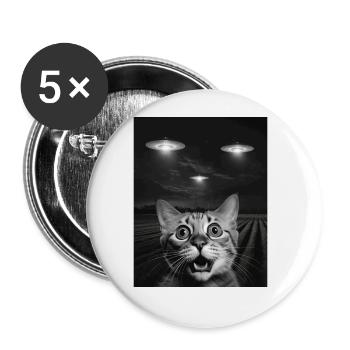 Funny Cats Selfie In Front Of UFOs Cat UFO - Buttons large 2.2''/56 mm (5-pack) - white - Front