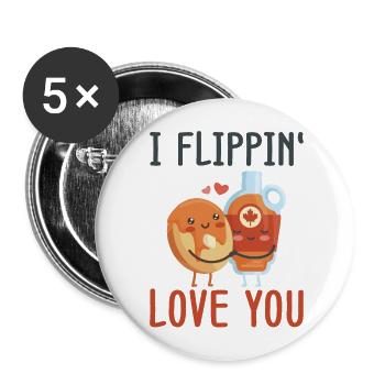 Pancake Lover Kids Valentines Day - Buttons groß 56 mm (5er Pack) - Weiß - Vorne