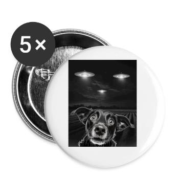 Lustiges Hunde Selfie Vor UFOs Hund UFO - Buttons groß 56 mm (5er Pack) - Weiß - Vorne