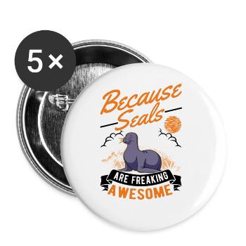 Seal Gift Seal Sea Lion - Buttons large 2.2''/56 mm (5-pack) - white - Front