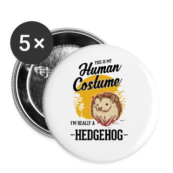 Igel Kostüm Hedgehog Halloween - Buttons groß 56 mm (5er Pack) - Weiß - Vorne