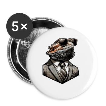 Bearded Dragon Lizard - Buttons large 2.2''/56 mm (5-pack) - white - Front