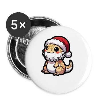 Cute Bearded Dragon Christmas - Buttons large 2.2''/56 mm (5-pack) - white - Front