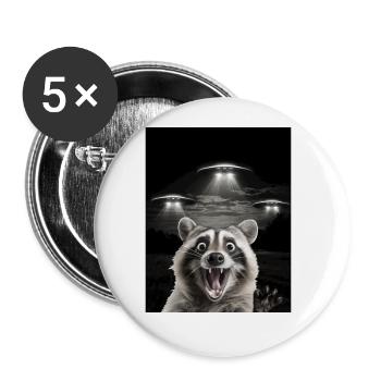 Lustiges Waschbären Selfie Vor UFOs Waschbär UFO - Buttons groß 56 mm (5er Pack) - Weiß - Vorne