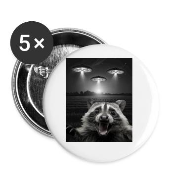 Funny raccoon selfie in front of UFOs Raccoon UFO - Buttons large 2.2''/56 mm (5-pack) - white - Front
