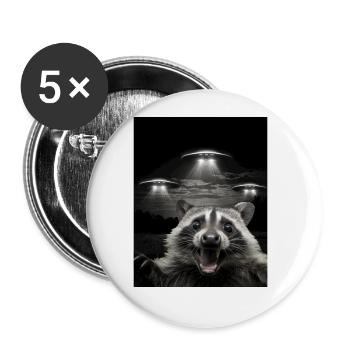 Lustiges Waschbären Selfie Vor UFOs Waschbär UFO - Buttons groß 56 mm (5er Pack) - Weiß - Vorne