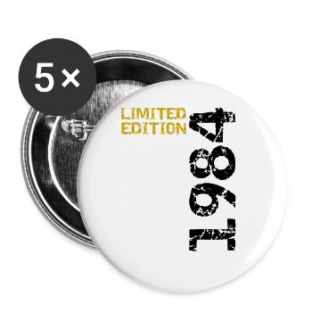 1984 édition limitée anniversaire cadeau femme mari - Lot de 5 grands badges (56 mm) - blanc - Devant