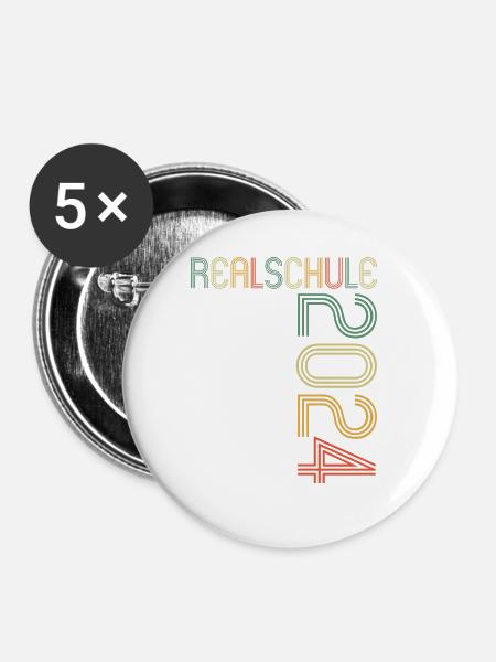 Realschule Junge Mädchen Realschule 2024 - Buttons groß 56 mm (5er Pack) - Weiß