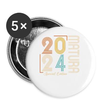 Matura Junge Mädchen Damen und Herren Matura 2024 - Buttons groß 56 mm (5er Pack) - Weiß - Vorne