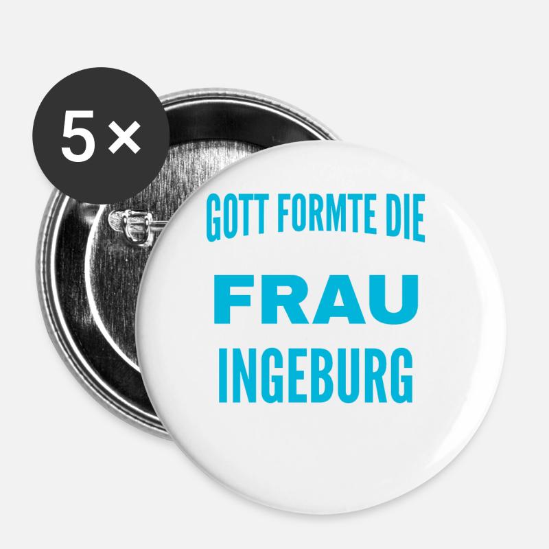 Ingeburg Name Design - Lot de 5 grands badges (56 mm) - blanc