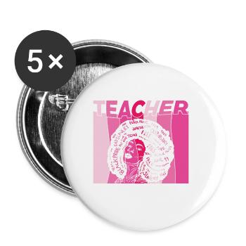 Black Smart Teacher Afro Love Melanin Black Histor - Buttons large 2.2''/56 mm (5-pack) - white - Front