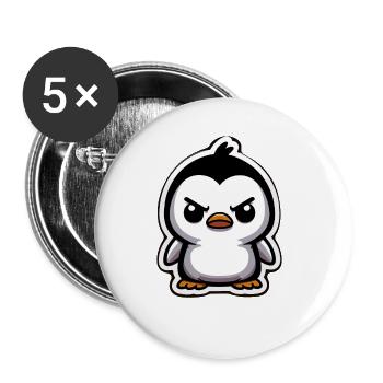 Lustige Pinguine Wütender Pinguin - Buttons groß 56 mm (5er Pack) - Weiß - Vorne