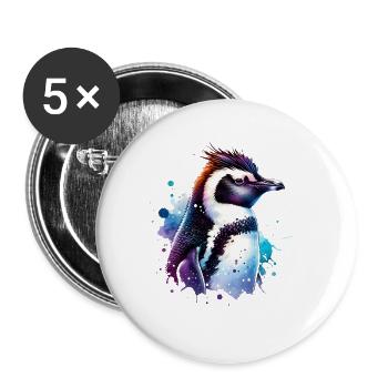 Crested Penguin Cute Penguin - Buttons large 2.2''/56 mm (5-pack) - white - Front