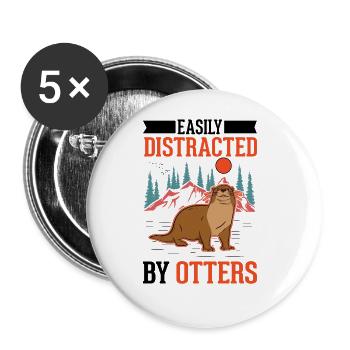 Facilement distrait par les loutres Fischotter Seeotter - Lot de 5 grands badges (56 mm) - blanc - Devant