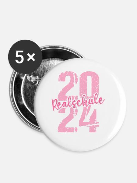 Realschule Junge Mädchen Realschule 2024 - Buttons groß 56 mm (5er Pack) - Weiß
