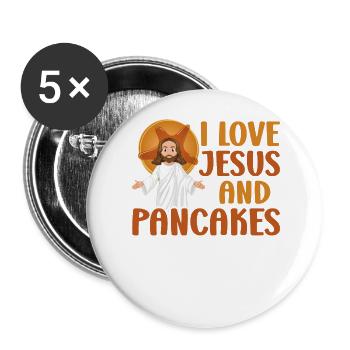 Pancake Lover Kids I Love Jesus - Buttons groß 56 mm (5er Pack) - Weiß - Vorne