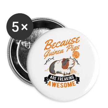Guinea Pig Gift Guinea Pig - Buttons large 2.2''/56 mm (5-pack) - white - Front