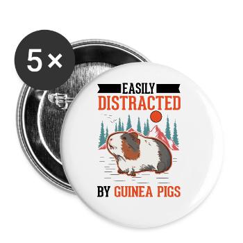 Easily distracted by Guinea Pigs Meerschweinchen - Buttons large 2.2''/56 mm (5-pack) - white - Front