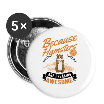 Hamster Gift Dwarf Hamster Gold Hamster - Buttons large 2.2''/56 mm (5-pack) - white - Front