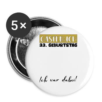 23 Birthday Gift Women's Decoration Men's Guestbook - Buttons large 2.2''/56 mm (5-pack) - white - Front