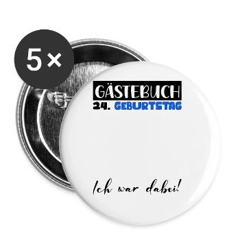 24 Cadeau D’anniversaire Homme Décoration Hommes Livre d’Or - Lot de 5 grands badges (56 mm) - blanc - Devant