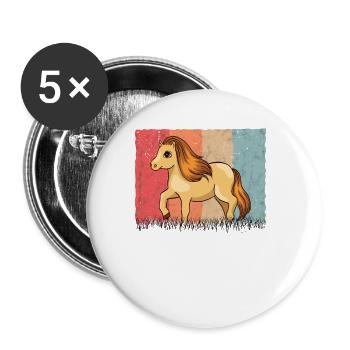 Poney Shetland Rétro - Lot de 5 grands badges (56 mm) - blanc - Devant