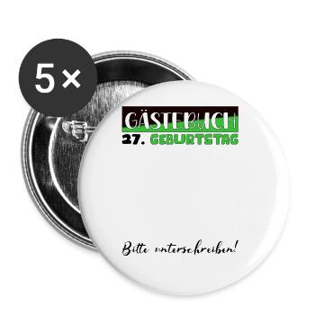 27 Birthday Gift Women's Decoration Men's Guestbook - Buttons large 2.2''/56 mm (5-pack) - white - Front