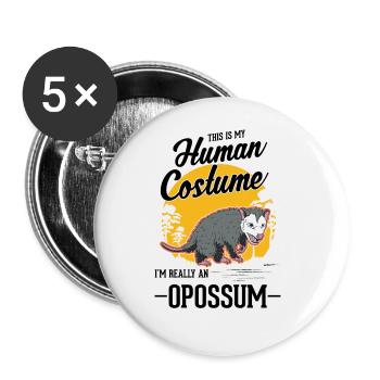 Opossum Costume Humain Possum Halloween Beutelratte - Lot de 5 grands badges (56 mm) - blanc - Devant