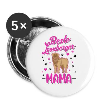Beste Leonberger Mama - Buttons groß 56 mm (5er Pack) - Weiß - Vorne