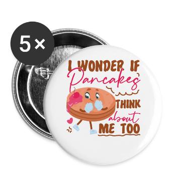 Pancake Lover Kids I Wonder If - Buttons groß 56 mm (5er Pack) - Weiß - Vorne