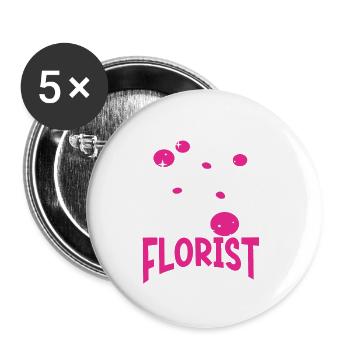 Designer floral Fleuriste Fleuriste floral - Lot de 5 grands badges (56 mm) - blanc - Devant