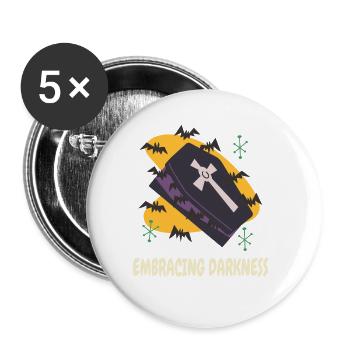 Cercueil de la mort Goth cercueil effrayant Halloween Vampires - Lot de 5 grands badges (56 mm) - blanc - Devant