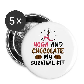 Yoga et Chocolat - Tahirt Funny Yoga - Lot de 5 grands badges (56 mm) - blanc - Devant