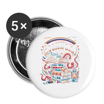 Bookworm and Proud 6 - Buttons groß 56 mm (5er Pack) - Weiß - Vorne