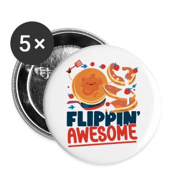 Les enfants amateurs de crêpes flippin' - Lot de 5 grands badges (56 mm) - blanc - Devant