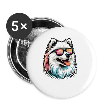 Samoyed Dog Gifts Cute Samoyed Dog Graphic - Buttons large 2.2''/56 mm (5-pack) - white - Front