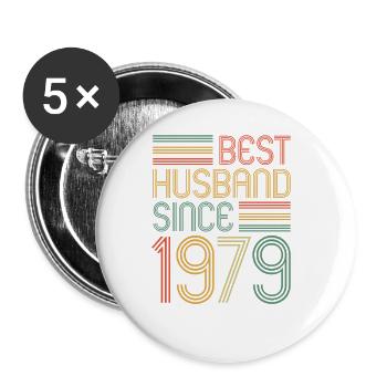 Best husband since 1979 45th wedding anniversary - Buttons large 2.2''/56 mm (5-pack) - white - Front