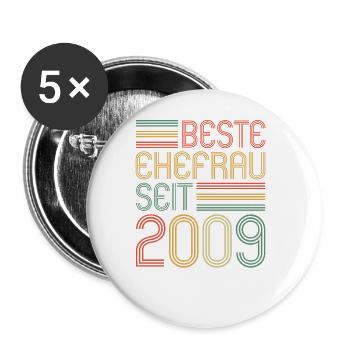 Beste Ehefrau seit 2009 15.Hochzeitstag - Buttons groß 56 mm (5er Pack) - Weiß - Vorne