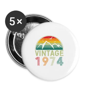 50. Geburtstag Jahrgang 1974 Klassischer Geburtstag 50 ja - Buttons groß 56 mm (5er Pack) - Weiß - Vorne