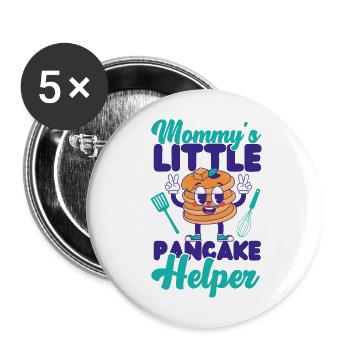 Pancake Lover Kids Mom Mommy's - Buttons groß 56 mm (5er Pack) - Weiß - Vorne