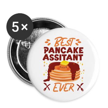 Pancake Lover Kids Best Pancake - Buttons large 2.2''/56 mm (5-pack) - white - Front