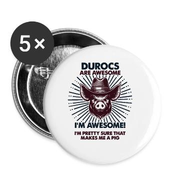 Pig Dad Mom - Farmer Durocs - Buttons large 2.2''/56 mm (5-pack) - white - Front