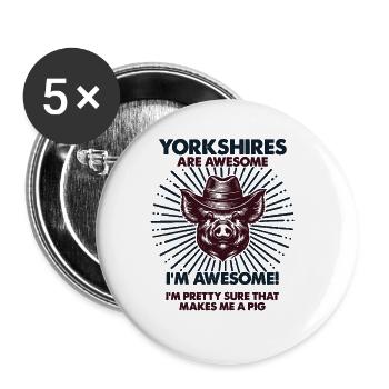 Pig Dad Mum - Farmer Yorkshires - Buttons large 2.2''/56 mm (5-pack) - white - Front