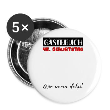 45 Birthday Gift Women's Decoration Men's Guestbook - Buttons large 2.2''/56 mm (5-pack) - white - Front